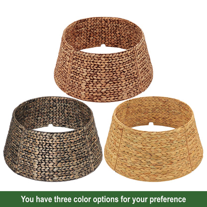 CENBOSS Christmas Tree Collar, Rattan Xmas Tree Collar for Artificial Trees, Woven Wicker Christmas Tree Skirt, Tree Stand Base Cover, Tree Basket Base Box, Christmas Tree Ring (Brown Wash, 24 inch)