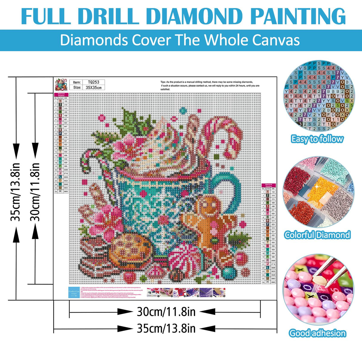 Christmas Gingerbread Cup Diamond Painting Kits for Adults,5D Winter Diamond Art Kits for Adults Beginners,DIY Full Round Drill Diamond Dot Painting Gem Art Kits for Adult,Home Wall Decor 13.8x13.8 In LKHMVCA