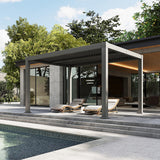 Jolydale Louvered Pergola 10' x 12' Outdoor Aluminum Pergola with Adjustable Top for Decks, Gardens and Backyards, Gray Jolydale