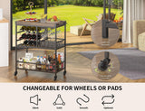 Gizoon 3 Tier 38" Home Bar Serving Cart with Large Storage Space, Mobile Kitchen Storage Trolley with Lockable Wheels, 12 Wine Rack, Glass Holder, Removable Tray (Gray) Gizoon