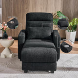 LITVZ Power Reclining Sleeper Chairs, Heavy Duty Recliner Chair That Turns Into A Bed with Lumbar Pillow, Cup Holder and Wireless Charging, Wall Hugger Recliners for Small Spaces, Black LITVZ