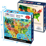 Think2Master United States Map 250 Pieces Jigsaw Puzzle Fun Educational Toy for Kids 8-10 10-12, School & Families. Great Gift for 8+ to Stimulate Learning of USA. Size: 14.2” X 19.3” THINK2MASTER