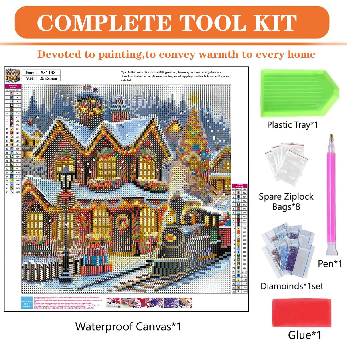 igoodom Christmas Diamond Art Kits for Adults, Christmas Train Diamond Painting Kit, Full Drill Round Winter House Diamond Art Kits, DIY Gem Art for Home Wall Decor Gift 14x14inch igoodom