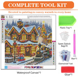 igoodom Christmas Diamond Art Kits for Adults, Christmas Train Diamond Painting Kit, Full Drill Round Winter House Diamond Art Kits, DIY Gem Art for Home Wall Decor Gift 14x14inch igoodom