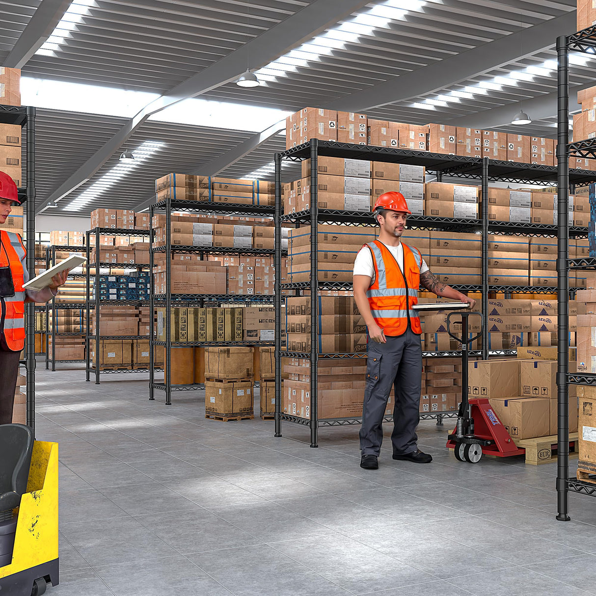 REIBII 70" W Wire Shelving Load 1500LBS, Metal Shelving 5-Tier Storage Shelves Metal Shelves for Storage Adjustable Shelving Rack for Pantry Kitchen Commercial School 70" W*15.8" D*72.4" H,Chrome REIBII