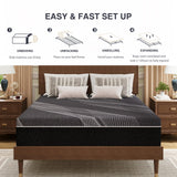 Dyonery Queen Mattress 12 Inch Charcoal Memory Foam Mattress in a Box, CertiPUR-US Certified, Fiberglass Free, Gel Double Mattress, Made in USA, 80" × 60" × 12", Medium Dyonery