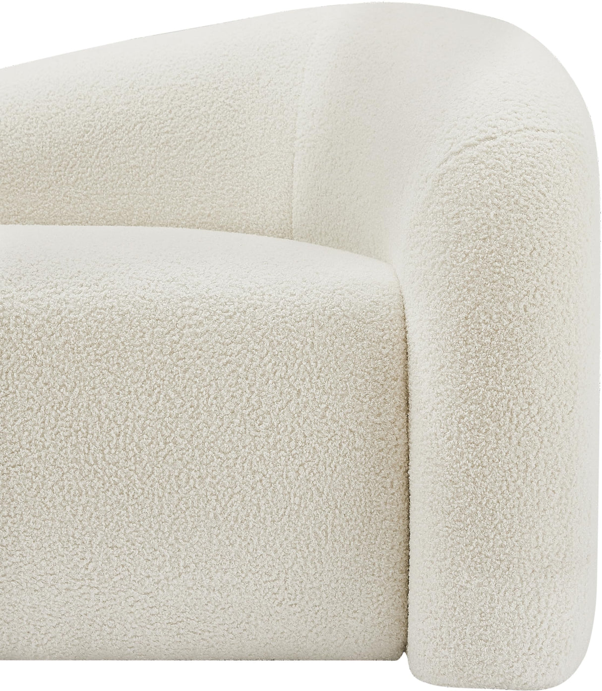 Meridian Furniture 186Cream-S Kali Collection Modern | Contemporary Sofa with Soft Cream Faux Shearling Teddy Fabric, Curved Back, 86" W x 33" D x 27" H, Cream Meridian Furniture