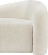 Meridian Furniture 186Cream-S Kali Collection Modern | Contemporary Sofa with Soft Cream Faux Shearling Teddy Fabric, Curved Back, 86" W x 33" D x 27" H, Cream Meridian Furniture