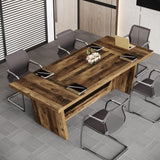 Tribesigns 6FT Conference Table, 71” Rectangular Executive Meeting Table for Office, Large Sturdy Business Desk with Solid Wooden Pedestal, Industrial Seminar Table, Dark Brown Tribesigns