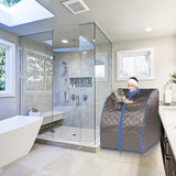 SereneLife Portable Sauna for Home, Infrared Sauna Tent with Heated Foot Pad and Folding Chair, Compact Personal Rejuvenation Sauna, Remote Control In-Home Spa, 38" x 32” - (Black) SereneLife