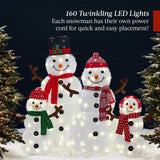 Best Choice Products 4ft 4-Piece 2D Lighted Christmas Snowman Family Set, Large Outdoor Yard Decor Holiday Decoration w/ 160 Twinkling LED Lights Best Choice Products