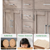 60" Solid Oak Double Sink Bathroom Vanity with Sink Combo, Antique Grey Oak Vanity Cabinet with Drawers & Adjustable Shelves, Easy Assembly AMERLIFE