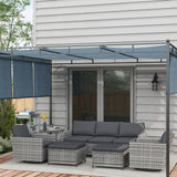 Outsunny 6 Piece Patio Furniture Set with Rattan 3-seater Sofa, Swivel Rocking Chairs, Footstools, Table, Outdoor Conversation Set for Backyard, Lawn and Pool, Mixed Gray Outsunny