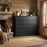 Romorgniz 6 Drawer Dresser for Bedrom, Black Tall Chest of Drawers Modern Wooden Dresser for Living Room, Entryway, Hallway, 43.2" H X 27.6" W X15.6 D Romorgniz