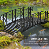 Outsunny 6' Metal Arch Backyard Garden Bridge with 660 lbs. Weight Capacity, Safety Siderails, Vine Motifs, & Easy Assembly for Backyard Creek, Stream, Pond, Black Outsunny