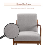 HOMCOM Upholstered Rocking Armchair with Wood Base and Linen Fabric Padded Seat for Living Room, Grey HOMCOM