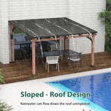 Macrout 12'x14' Outdoor Gazebo, Heavy Duty Pergola with Sloped Metal Roof and Aluminum Frame, Permanent Gazebos for Patio, Decks, Backyard, Garden, 4756 (Sloped Roof + Brown Frame, 12'x14') M MACROUT