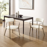 Art Leon Wishbone Dining Chairs - Mid Century Modern Dining Room Chairs, Boucle Fabric Upholstered Accent Chairs with Wood Legs, Arm Chair with Open Backrest, Set of 4, White Art Leon