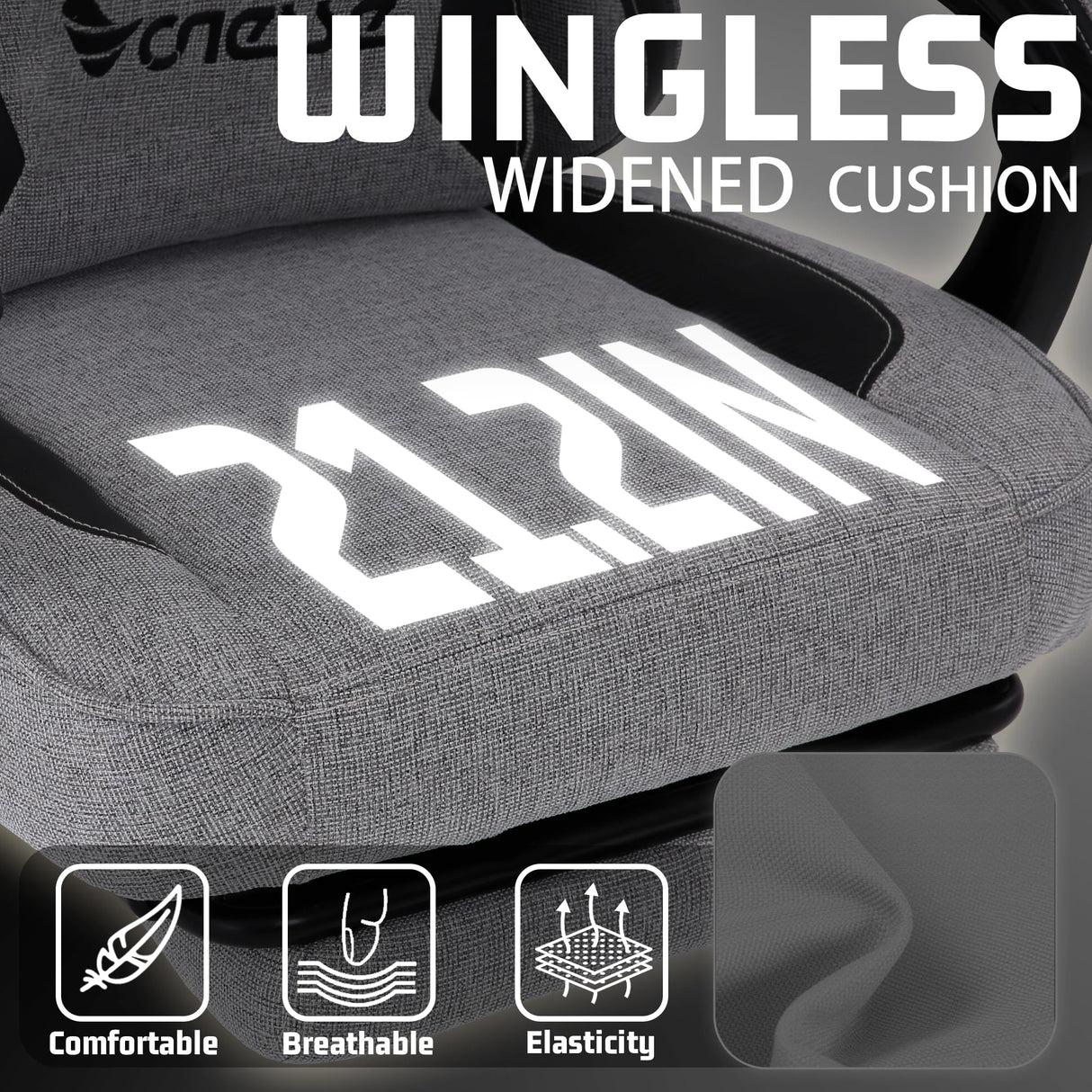 Vonesse Gaming Chair, Computer Chair Fabric with Pocket Spring Cushion, Office Chair with Footrest and Massage Lumbar Support, Reclining Gaming Chairs for Adults 250LBS (Grey) Vonesse