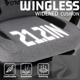 Vonesse Gaming Chair, Computer Chair Fabric with Pocket Spring Cushion, Office Chair with Footrest and Massage Lumbar Support, Reclining Gaming Chairs for Adults 250LBS (Grey) Vonesse