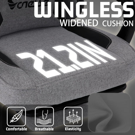 Vonesse Gaming Chair, Computer Chair Fabric with Pocket Spring Cushion, Office Chair with Footrest and Massage Lumbar Support, Reclining Gaming Chairs for Adults 250LBS (Grey) Vonesse