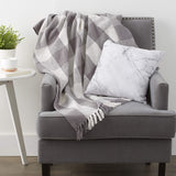 DII Buffalo Check Collection Rustic Farmhouse Throw Blanket with Tassles, 50x60, Gray/White DII