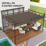 Outsunny 10' x 13' Retractable Pergola Canopy with Stronger Metal Frame, Outdoor Pergola Sun Shade Shelter for Garden, Patio, Backyard, Deck, Brown Outsunny
