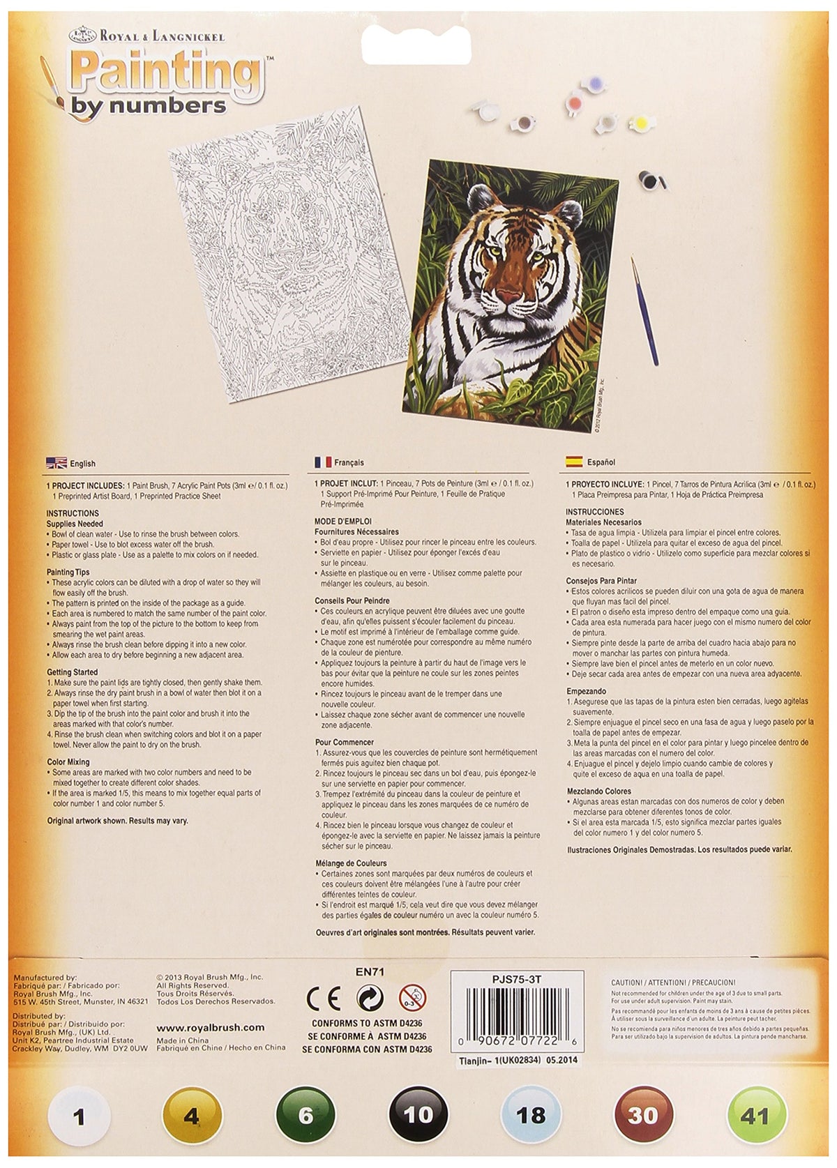 Royal Brush Junior Small Paint by Number Kit 8-3/4"X11-3/4-Tiger in Hiding Royal & Langnickel