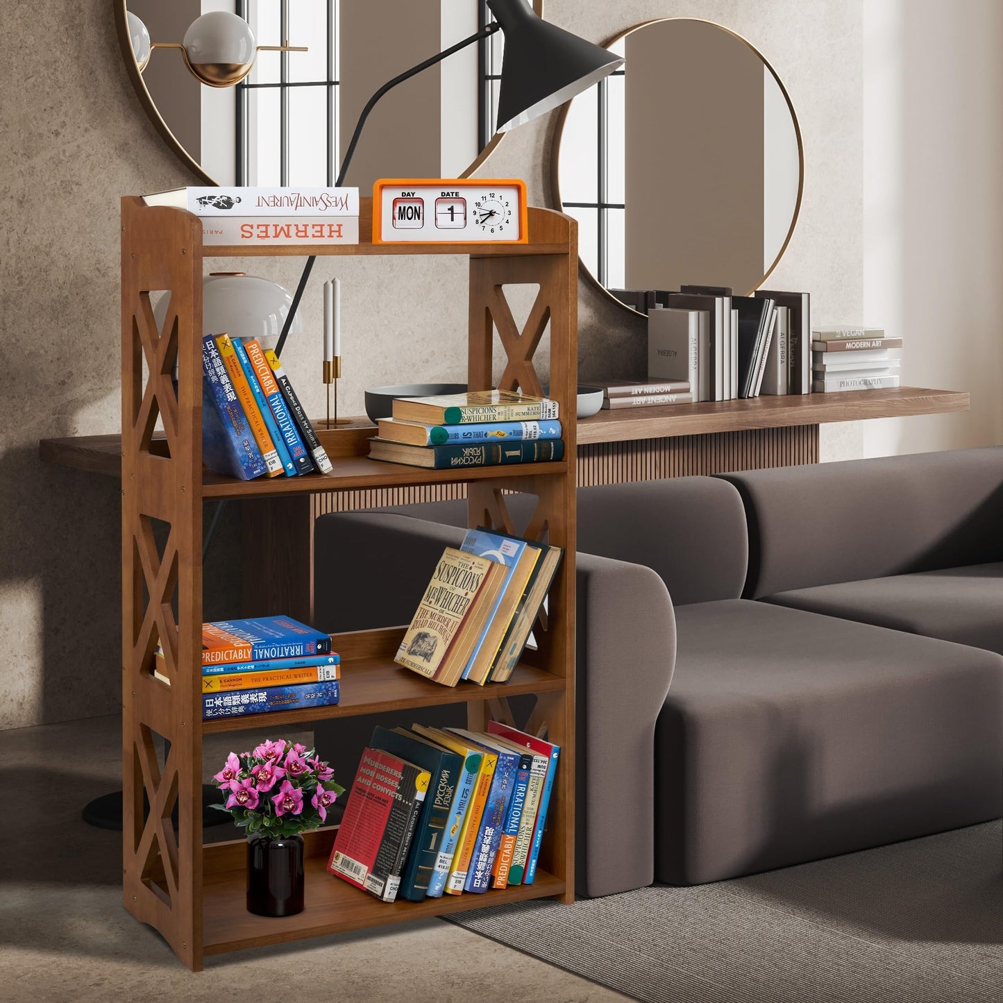 YCICI 4-Tier Modern Wooden Bookshelf - Stylish Freestanding Storage for Small Spaces - WoodArtSupply