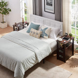 HDDDZSW Farmhouse XXL End Table with Charging Station, Narrow Side Table with USB Ports and Outlets, Nightstand with 2 Drawers Storage, Bedside Tables for Living Room, Bedroom, Rustic Cherry HDDDZSW