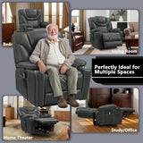 PUG258Y Power Lift Recliner for Seniors: 9988 High Density Foam Lift Chair With Heat and Massage, Reclining To 180, 2 Pockets Cup Holders, 2 Remote Controls, Dual OKIN Motors - Breathable Leather Gray PUG258Y