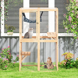Catio Outdoor Cat Enclosure, Wooden Catio with Window Access for Patio, Indooe Kitty House (Wood) Nyeekoy