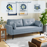 Serta Benrama 67" Soft Modern Sofa, Square Track Arms, Solid Wood Legs, Easy Assembly, Dream Coil Comfort, Soft Woven Polyester Fabric, Light Gray Serta