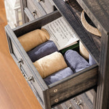 Homkdom Dresser for Bedroom with Charging Station & LED Light, 48'' H Tall Dresser & Chests of Drawers,Rustic Oak Homkdom