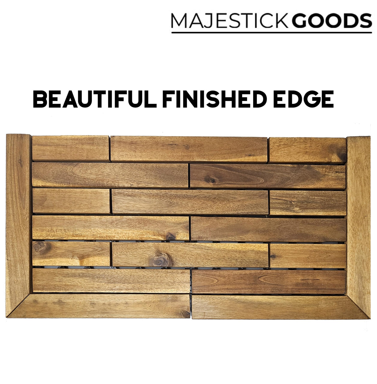 Edges for Interlocking Deck Tiles | Snap Together Edge for Wooden Flooring | Floor Decking Tile Edge - 12 x 12 Acacia Hardwood Outdoor Flooring Patio, Wooden Floor Balcony (Edge Straight 8 Pack) Majestick Goods