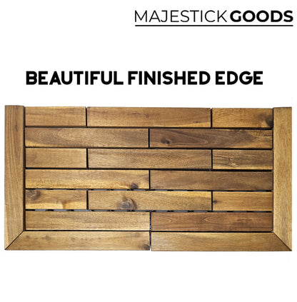 Edges for Interlocking Deck Tiles | Snap Together Edge for Wooden Flooring | Floor Decking Tile Edge - 12 x 12 Acacia Hardwood Outdoor Flooring Patio, Wooden Floor Balcony (Edge Straight 8 Pa - WoodArtSupply