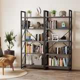 YITAHOME 5 Tiers Bookshelf, Industrial Artsy Grey Bookcase Bookshelves, Book Rack, Storage Rack Shelves Books Holder Organizer for Books Movies in Living Room Home Office, Charcoal Gray + Black YITAHOME