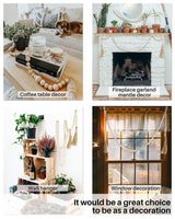 Wood Bead Garland with Tassels, 72 Inch Natural Wooden Beads Garland, 6 Feet Handmade Boho Farmhouse Decor, Coffee Table Decor DF DUALFERV