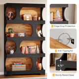 Tribesigns 71" Tall Black Bookcase, Modern Asymmetrical Bookshelf, 4-Tier Freestanding Display Shelf with Classic Shape, Large Library Book Shelf for Living Room, Home Office Tribesigns