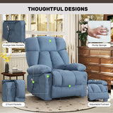 Sofetura Power Lift Recliner Chair with Vibration Massage&Heat for Elderly,Upholstered Breathable Fabric Lounge Chair with Side Pockets, USB Charge Port for Living Room,Only One Package,Blue Sofetura