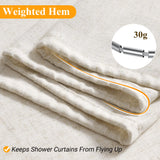 Naturoom Natural Linen Shower Curtain, Country Boho Farmhouse Bath Decor Beige Shower Curtains for Bathroom Neutral Cloth Weighted Textured Fabric Bath Curtain Liner with Hooks, Cream, 72 Inch Naturoom