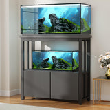 BEWISHOME 40-50 Gallon Fish Tank Stand, Heavy Duty Aquarium Stand with Thickened Metal Frame, Fish Tank Stand with Cabinet for Storage, 36.2" L* 17.7" W Tabletop 1000LBS Capacity Grey KYG03H BEWISHOME
