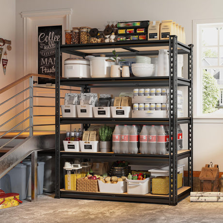 REIBII 72" Garage Shelving, Heavy Duty Storage Shelves 2000LBS, 5 Tier Metal Shelving Unit, Adjustable Garage Storage Shelves for Warehouse Pantry Basement, 72'' H X 35.5'' W X 11.8'' D, 4 Pack REIBII