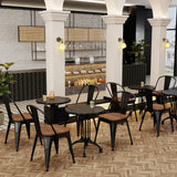 18 Inch Metal Dining Chairs Set of 4,Arlunar Farmhouse Chairs Black Dining Room Chairs Stackable with Back and Wooden Seat bar stools Arlunar home