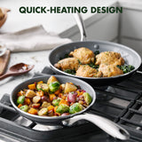 GreenPan Swift Healthy Ceramic Nonstick, 8" and 10" Frying Pan Skillet Set, Stainless Steel Handles, PFAS-Free, Dishwasher Safe, Oven Safe, Black GreenPan