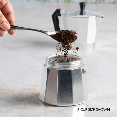 Primula Classic Stovetop Espresso and Coffee Maker, Moka Pot for Italian and Cuban Café Brewing, Greca Coffee Maker, Cafeteras, 12 Espresso Cups, Silver Primula