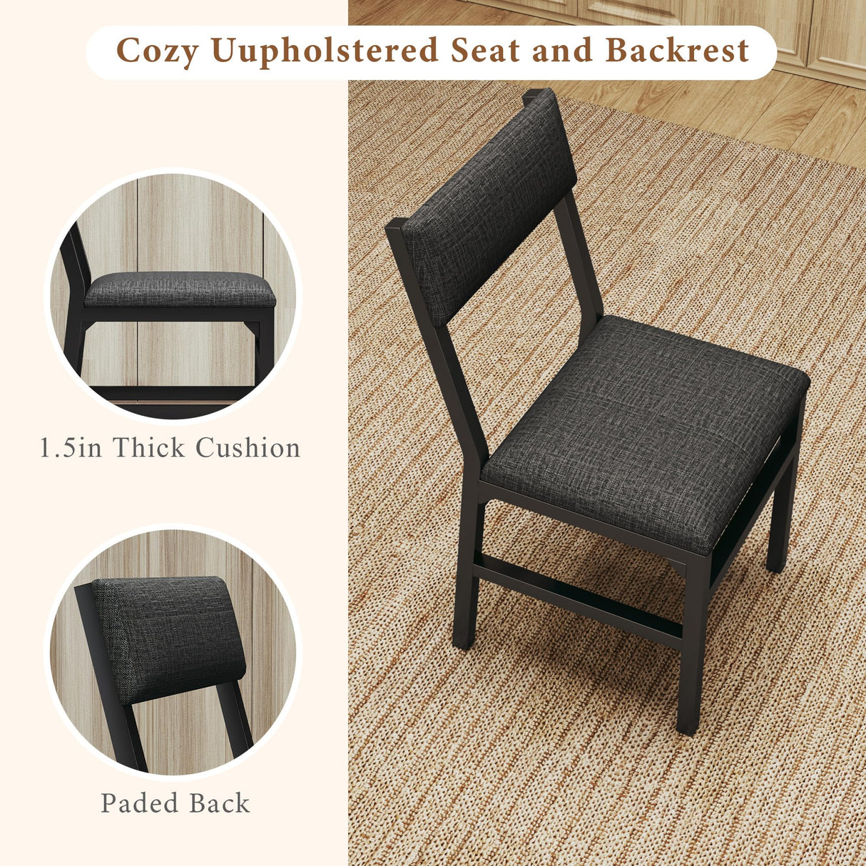 7-Piece Dining Table Set for 4-6, Extendable Kitchen Table Cushion Chairs Set of 6 with 6 Chairs, Rectangle Dining Table with Metal Frame & MDF Board, Folding for Small Apartment Saving Space,Grey Oak HUAHUU