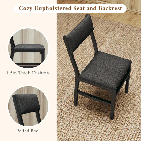 7-Piece Dining Table Set for 4-6, Extendable Kitchen Table Cushion Chairs Set of 6 with 6 Chairs, Rectangle Dining Table with Metal Frame & MDF Board, Folding for Small Apartment Saving Space,Grey Oak HUAHUU