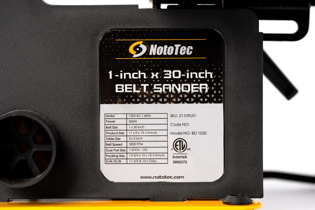 Nototec 1 x 30 inch Belt Sander for Woodworking, Powerful Bench Belt Sander For Metal Working with 1/3HP motor, 10A Belt Grinder nototec