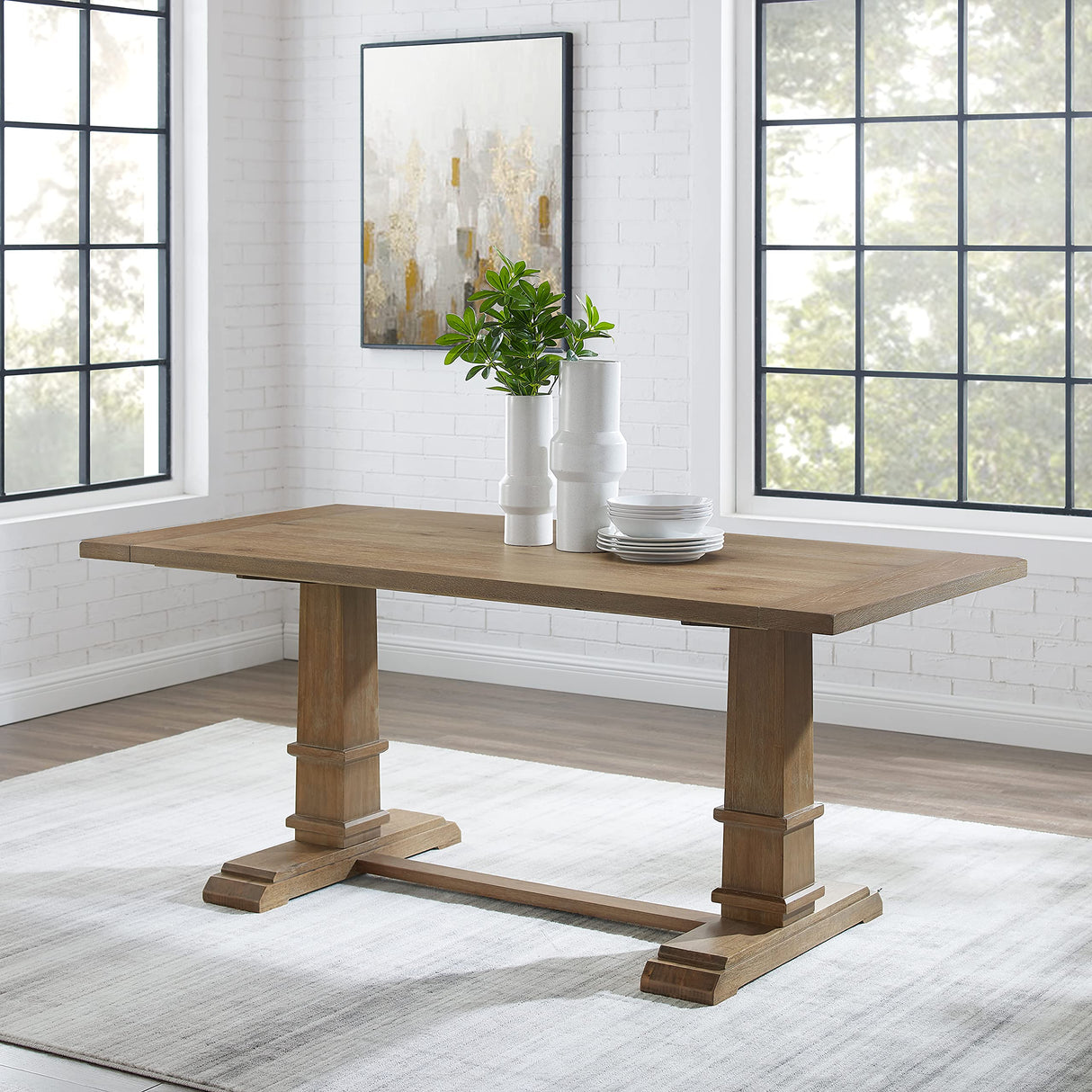Crosley Furniture Joanna Modern Farmhouse Wood Dining Table, Rustic Brown Crosley Furniture